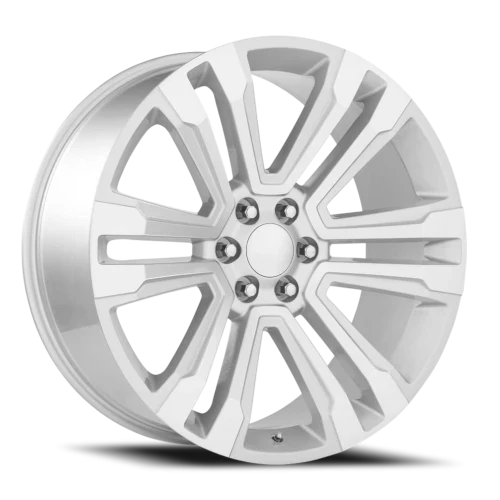 24" Chevy Truck Replica FR72 Silver Machined Wheel & Tire Package | 305/35R24 Lexani LX-Thirty Tires | Fits Escalade Tahoe Yukon Silverado Sierra