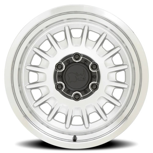 Black Rhino Aliso SL 18x9 +12 5x150mm 110.1mm Gloss Silver Mirror Cut Face-Mirror Cut Lip