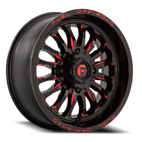 Fuel Arc UTV D822 24x7 +13 4x156mm 132mm Gloss Black Milled Red