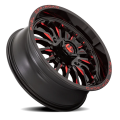 Fuel Arc UTV D822 18x7 +13 4x137mm 110.1mm Gloss Black Milled Red