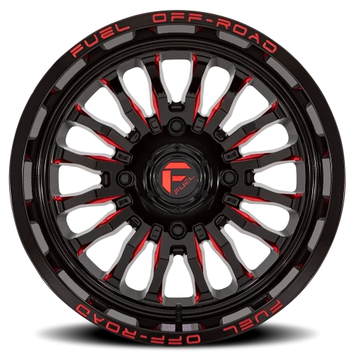Fuel Arc UTV D822 24x7 +13 4x156mm 132mm Gloss Black Milled Red