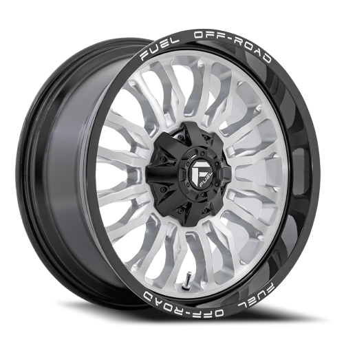 Fuel Arc D798 20x10 -18 8x165.1mm 125.1mm Silver Brushed Face-Milled Black Lip