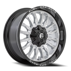 Fuel Arc D798 20x10 -18 8x165.1mm 125.1mm Silver Brushed Face-Milled Black Lip