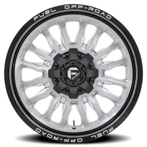 Fuel Arc D798 22x10 -18 8x170mm 125.1mm Silver Brushed Face-Milled Black Lip