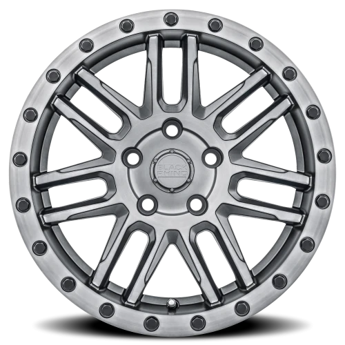 Black Rhino Arches GM 17x9.5 -18 6x139.7mm 112.1mm Brushed Gunmetal Black Lip Edge-Black Bolts