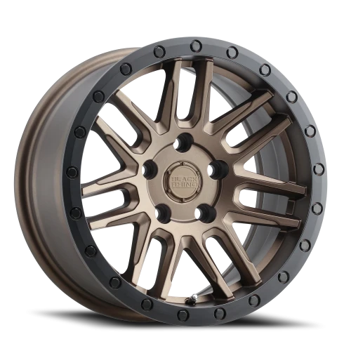 Black Rhino Arches BRZ 15x7 +15 5x114.3mm 76.1mm Matte Bronze Black Lip Edge-Black Bolts