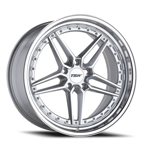 TSW Ascari SL 20x10.5 +40 5x120mm 76.1mm Silver Mirror Cut Face-Mirror Cut Lip