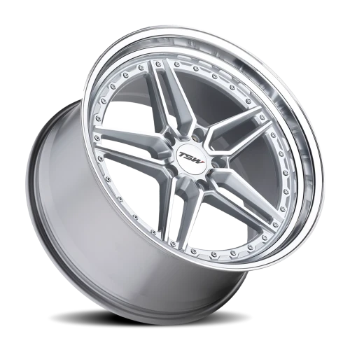 TSW Ascari SL 20x10.5 +40 5x114.3mm 76.1mm Silver Mirror Cut Face-Mirror Cut Lip