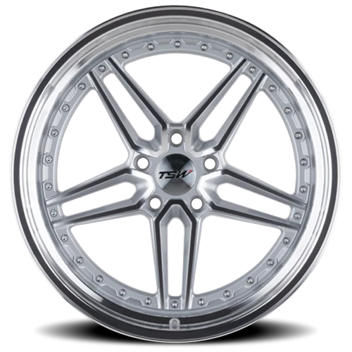 TSW Ascari SL 20x10.5 +40 5x114.3mm 76.1mm Silver Mirror Cut Face-Mirror Cut Lip