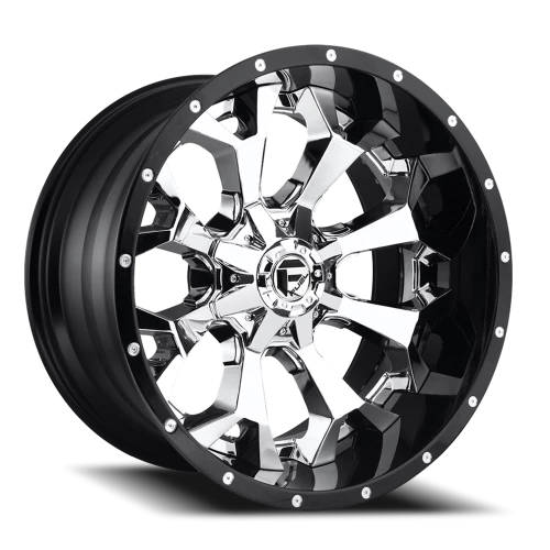 Fuel Assault D246 20x12 -43 6x135mm 106.1mm Chrome  Gloss Black Lip