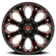 Fuel Assault D787 20x9 +1 5x139.7mm 110.1mm Matte Black Milled-Red Tint