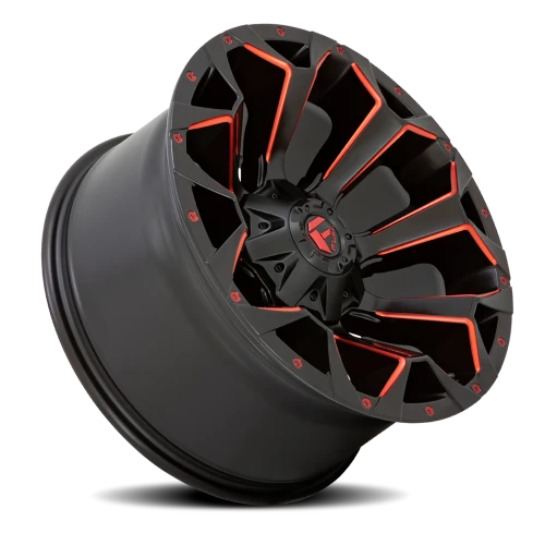 Fuel Assault D787 18x9 +19 6x135mm 106.1mm Matte Black Milled-Red Tint