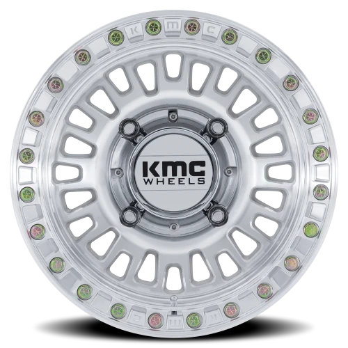 KMC Aztec Beadlock UTV KS242DX 15x10 +0 5x114.3mm 72.56mm Machined Silver