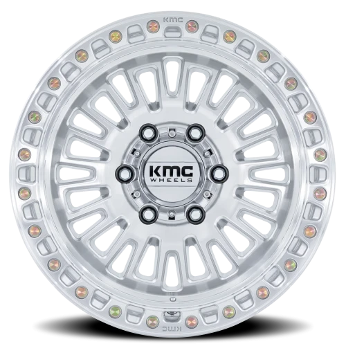 KMC Aztec KM554 S 17x8.5 +0 6x139.7mm 106.1mm Gloss Silver Machined Face