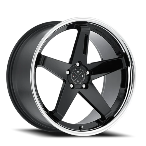 Blaque Diamond BD-21 GB-CH 22x10.5 +38 5x120mm 72.56mm Gloss Black Chrome Stainless Steel Lip