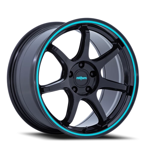 Rotiform BPU RC208BL 18x9.5 +38 5x100mm 56.15mm Gloss Black Teal Stripe
