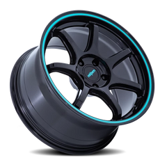 Rotiform BPU RC208BL 18x9.5 +38 5x114.3mm 72.56mm Gloss Black Teal Stripe