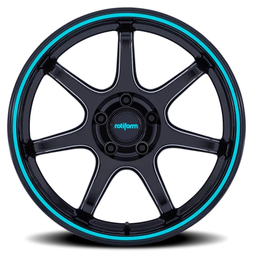 Rotiform BPU RC208BL 19x9.5 +40 5x100mm 56.15mm Gloss Black Teal Stripe
