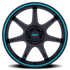Rotiform BPU RC208BL 19x10.5 +35 5x120mm 74.1mm Gloss Black Teal Stripe