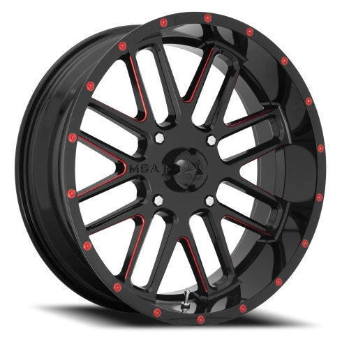 MSA Bandit M35 GB-MR 18x7 +0 4x156mm 132mm Gloss Black Milled-Red Tint