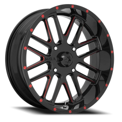 MSA Bandit M35 GB-MR 18x7 +0 4x156mm 132mm Gloss Black Milled-Red Tint