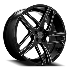Lexani Wheels Bavaria 668 BG 20x8.5 +35 5x114.3mm 74.1mm Gloss Black Milled Spoke Edges-Milled Accents