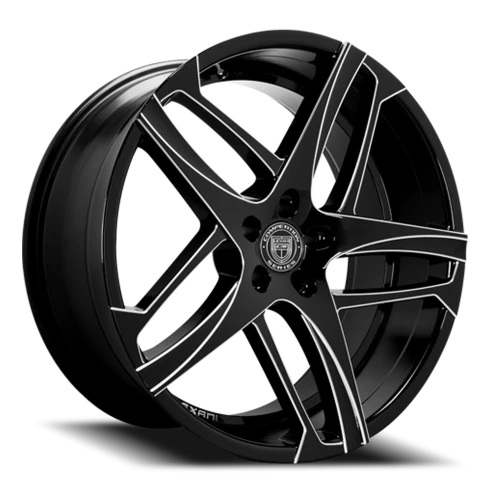 Lexani Wheels Bavaria 668 BG 26x10 +35 5x120mm 74.1mm Gloss Black Milled Spoke Edges-Milled Accents