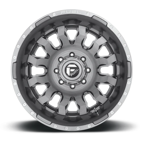 Fuel Blitz Dually D693 20x8.25 -246 8x210mm 154.3mm Brushed Gunmetal Tinted Clear