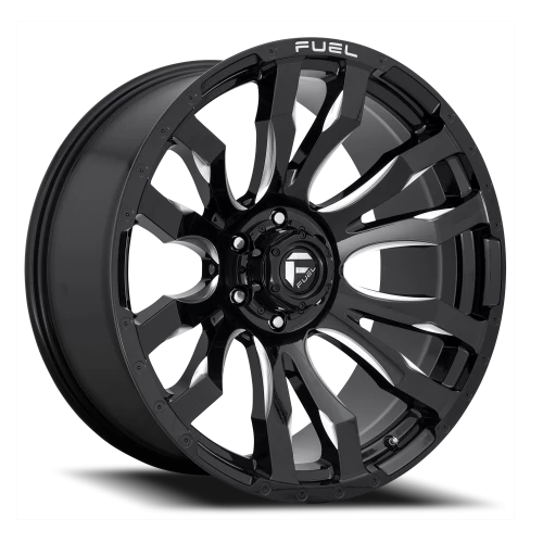 Fuel Blitz D673 22x10 -18 6x139.7mm 106.1mm Gloss Black Milled