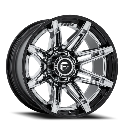 Fuel Brawl FC401PB 22x10 -18 8x170mm 125.1mm Chrome  Gloss Black Lip