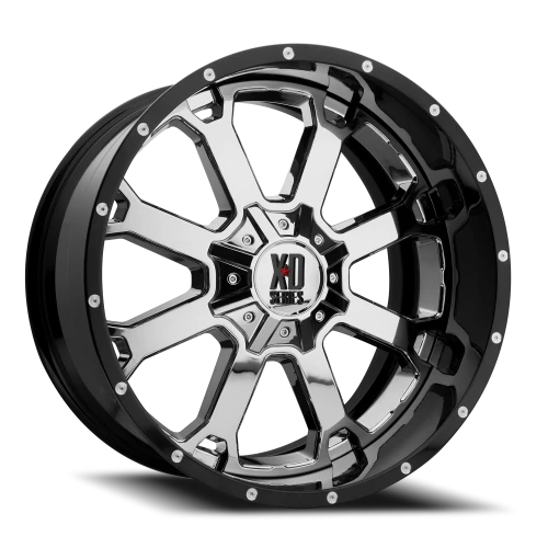 XD Series Buck 25 XD202 CH-GBL 22x12 -44 5x127mm 78.3mm Chrome  Gloss Black-Milled Lip