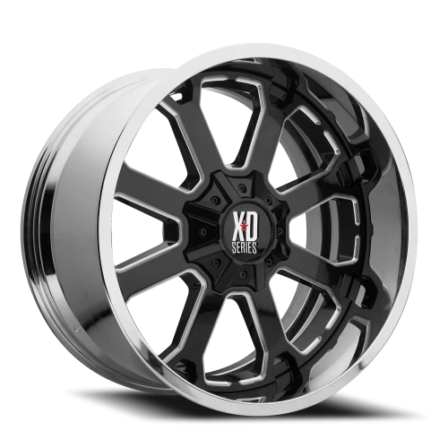 XD Series Buck 25 XD202 GB-CL 20x10 -18 5x127mm 78.1mm Gloss Black Milled Center-Chrome Lip