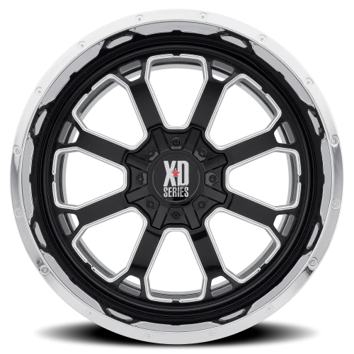 XD Series Buck 25 XD202 GB-CL 22x12 -44 8x165.1mm 125.5mm Gloss Black Milled Center-Chrome Lip