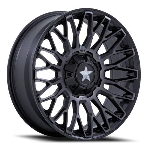MSA Clubber M50 DT 22x7 +0 4x137mm 110.1mm Matte Black Double Dark Tint