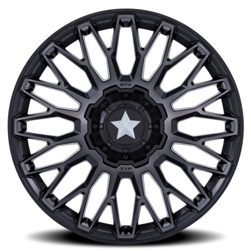 MSA Clubber M50 DT 22x7 +0 4x137mm 110.1mm Matte Black Double Dark Tint