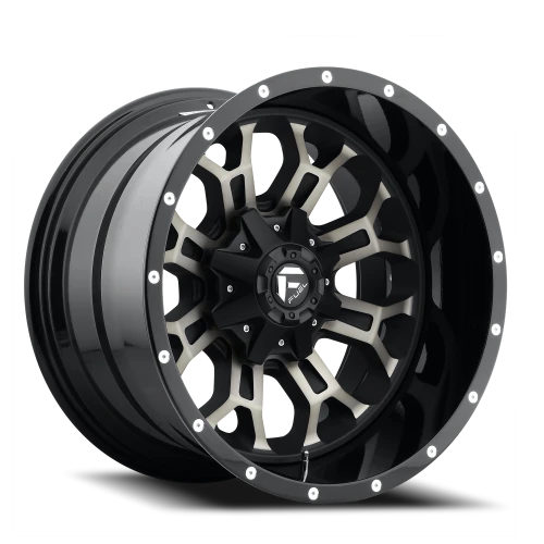 Fuel Crush D561 18x9 +1 8x180mm 124.3mm Gloss Black Double Dark Tint-Machined Face