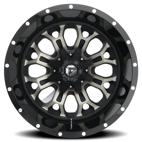 Fuel Crush D561 18x9 +19 6x120mm 78.1mm Gloss Black Double Dark Tint-Machined Face