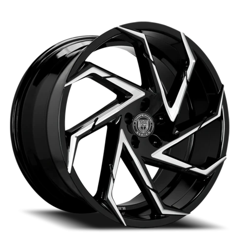 Lexani Wheels Cyclone 668 MBT 24x10 +30 6x139.7mm 78mm Gloss Black Machined Spoke Tips