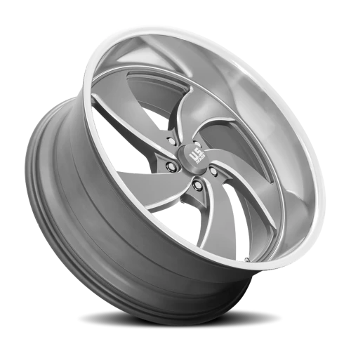 US Mags Desperado 5 U133 22x10.5 +1 5x120.65mm 72.56mm Anthracite Milled-Diamond Cut Lip