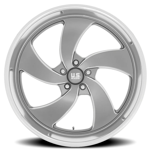 US Mags Desperado 5 U133 24x10 +5 5x120.65mm 72.7mm Anthracite Milled-Diamond Cut Lip