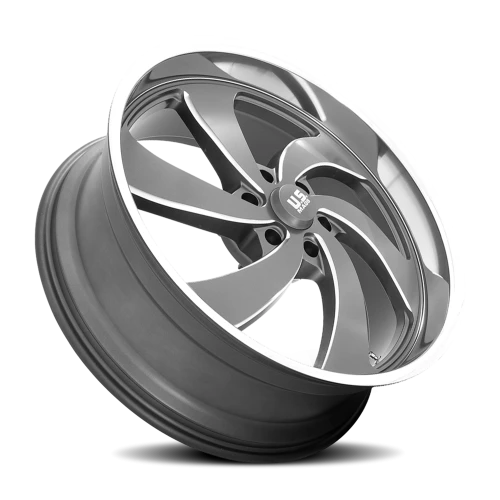 US Mags Desperado 6 U133 24x10 +25 6x135mm 87.1mm Anthracite Milled-Diamond Cut Lip