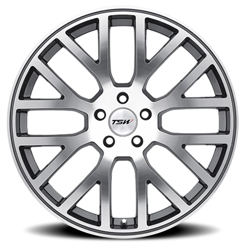 TSW Donington GY 22x10.5 +25 5x120mm 76mm Gunmetal Mirror Cut Face