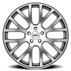 TSW Donington GY 22x10.5 +25 5x120mm 76mm Gunmetal Mirror Cut Face