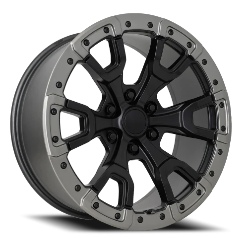 Factory Reproductions FR 99 Ford Bronco Raptor SBCGR 17x9 +18 6x139.7mm Satin Black Carbon Gray Ring