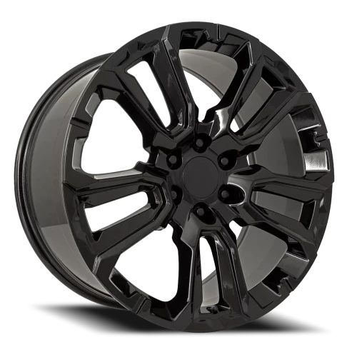 Factory Reproductions FR 201 GM Split 5 Spoke Replica GB 22x9 +28 6x139.7mm 78.1mm Gloss Black