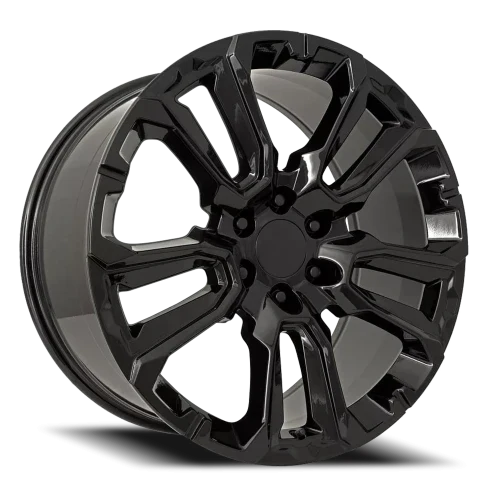 24" Chevy Truck Replica FR201 Gloss Black Wheel & Tire Package | 285/40R24 Michelin LTX M/S2 Tires | Fits Escalade Tahoe Yukon Silverado Sierra