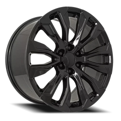 24" Chevy Truck Replica FR203 Gloss Black Wheel & Tire Package | 285/40R24 Michelin LTX M/S2 Tires | Fits Escalade Tahoe Yukon Silverado Sierra