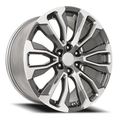24" Chevy Truck Replica FR203 Gray Machined Wheel & Tire Package | 285/40R24 Michelin LTX M/S2 Tires | Fits Escalade Tahoe Yukon Silverado Sierra
