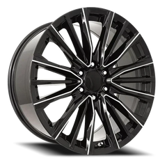 22" Chevy Truck Replica FR205 Gloss Black Milled Wheel & Tire Package | 305/45R22 Toyo Proxes ST III Tires | Fits Escalade Tahoe Yukon Silverado Sierra
