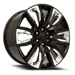 Factory Reproductions FR 207 GM Split 6 Spoke Replica CH 22x9 +28 6x139.7mm 78.1mm Black Chrome Inserts